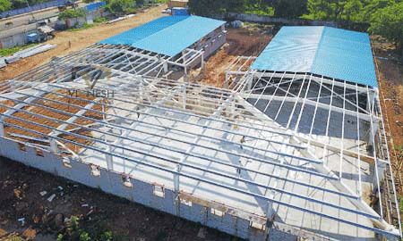 U Shape Pre-Engineered Building (PEB) Structure project at HPCL, Visakhapatnam by Vignesh Roofing Systems - custom steel construction for factories and industries