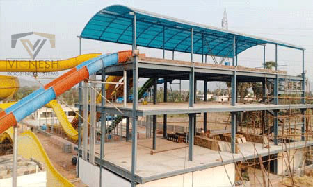 G+3 Pre-Engineered Building Structure project at Water Park, Saripalli by Vignesh Roofing Systems