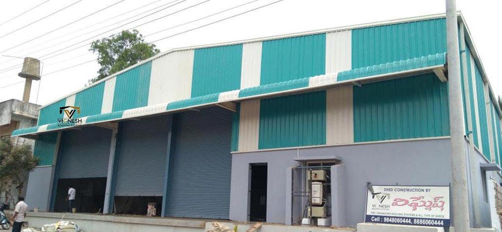 Industrial shed fabrication by Vignesh Roofing Systems - durable pre-engineered steel structures for factories and warehouses