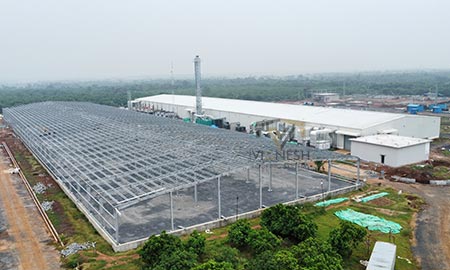 Indosolar Project Nellore – custom PEB structure for industrial use by Vignesh Roofing Systems